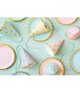 6Pastel Star Mix Party Hats
