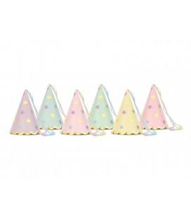 6 Chapeaux Pointus Pastel Star Mix