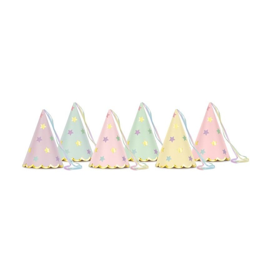 6 Chapeaux Pointus Pastel Star Mix