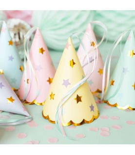 6Pastel Star Mix Party Hats