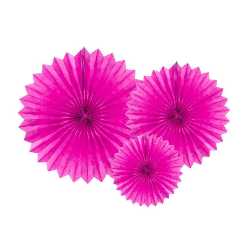 3 Magenta Paper Rosettes