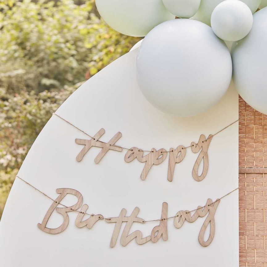 Wooden Happy Birthday Bunting