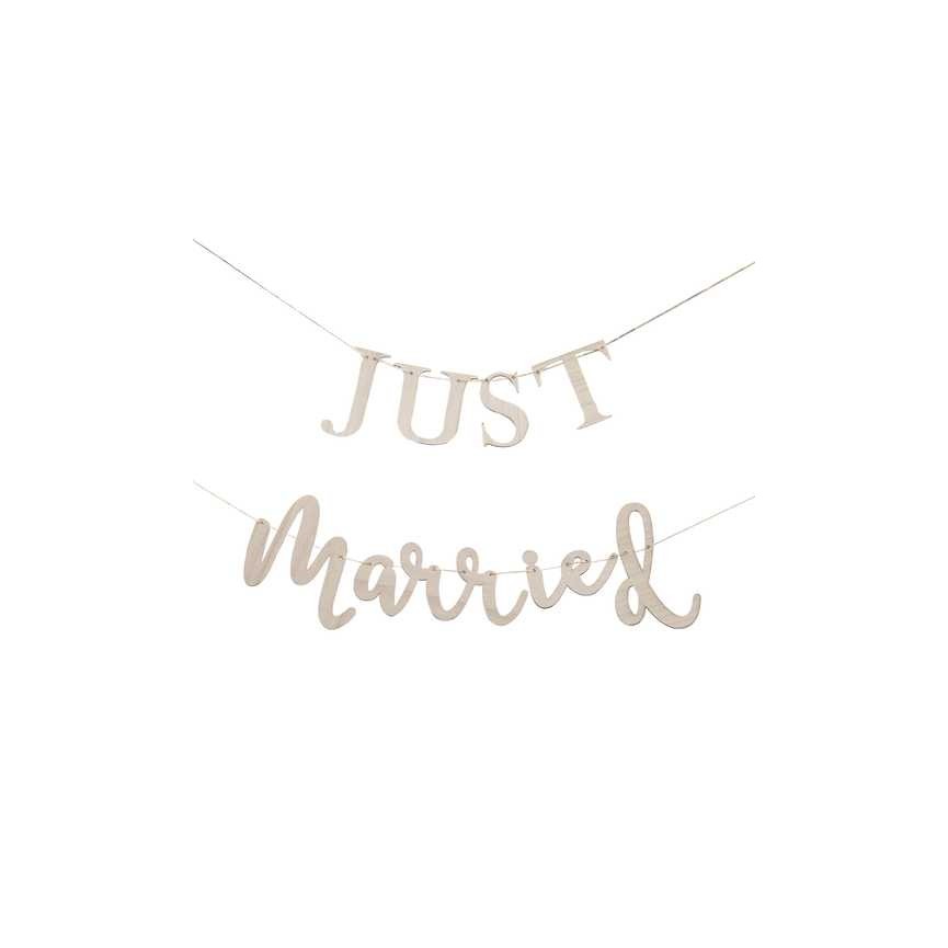 Guirlande de Mariage Just Married en Bois