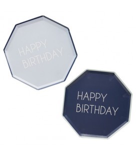 Navy & Blue Happy Birthday Paper Plates