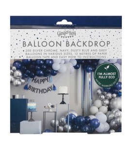 Luxe Silver, Navy & Blue Balloon Arch Kit