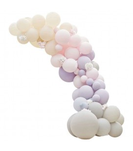 Luftballonbogen in Rosa, Lila & Grau mit Hortensien (Luxus-Bausatz)