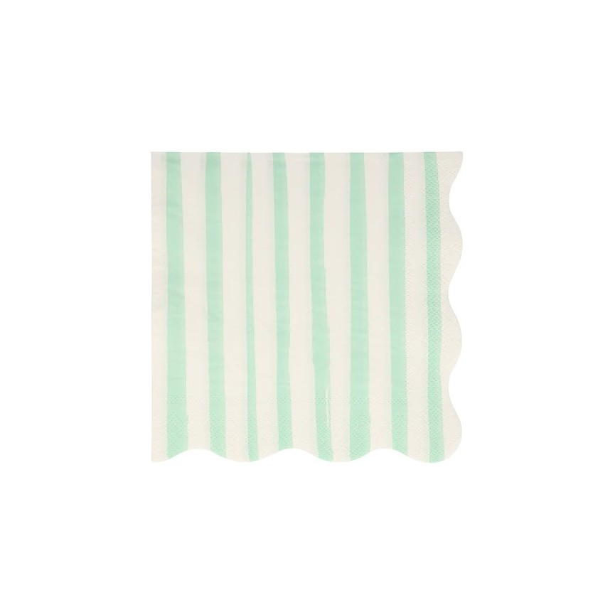 16 Mint Stripe Large Napkins Meri Meri