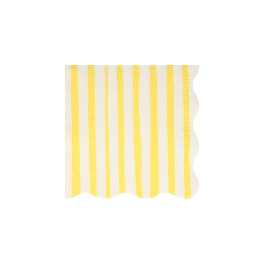 16 Yellow Stripe Large Napkins Meri Meri