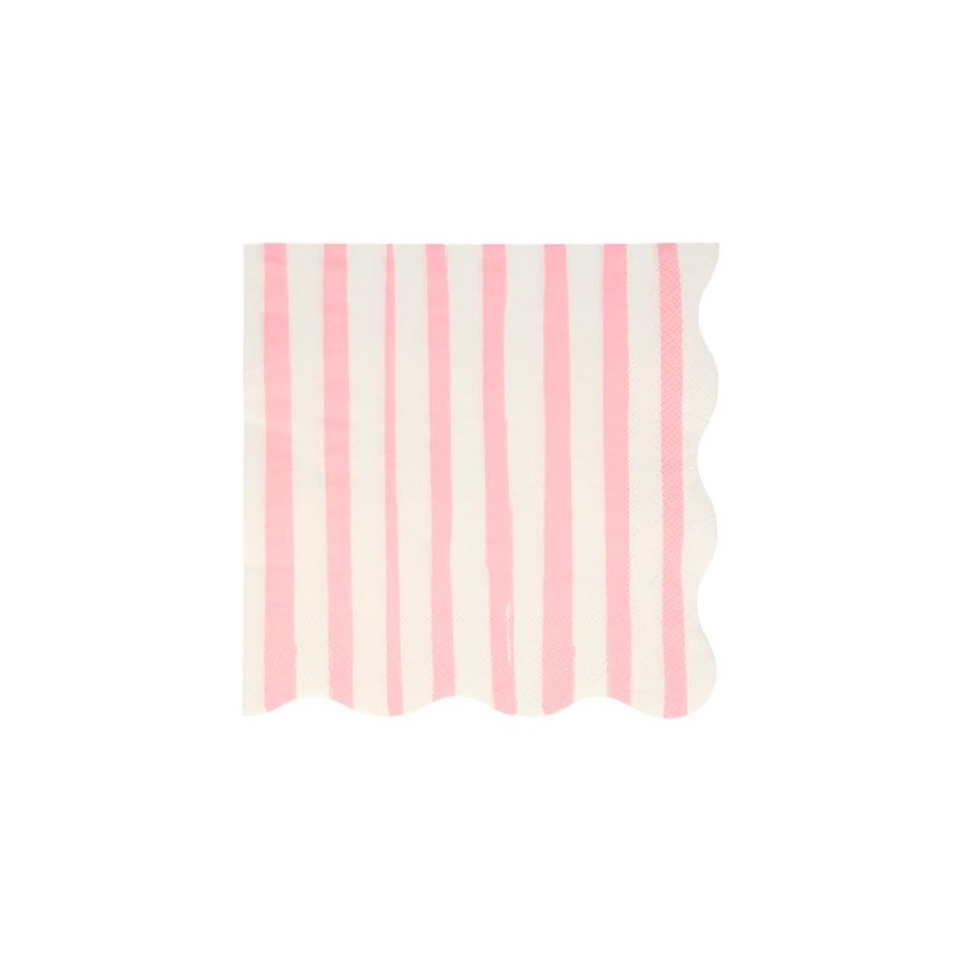 16 Pink Stripe Large Napkins Meri Meri