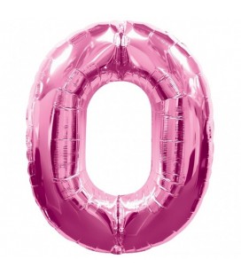 Pink Mylar Ballon Number 0