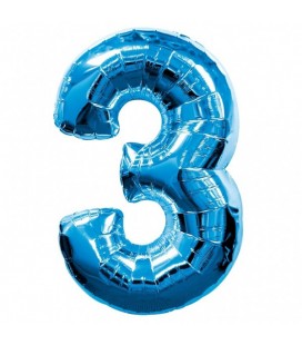 Ballon Mylar Bleu Chiffre 3