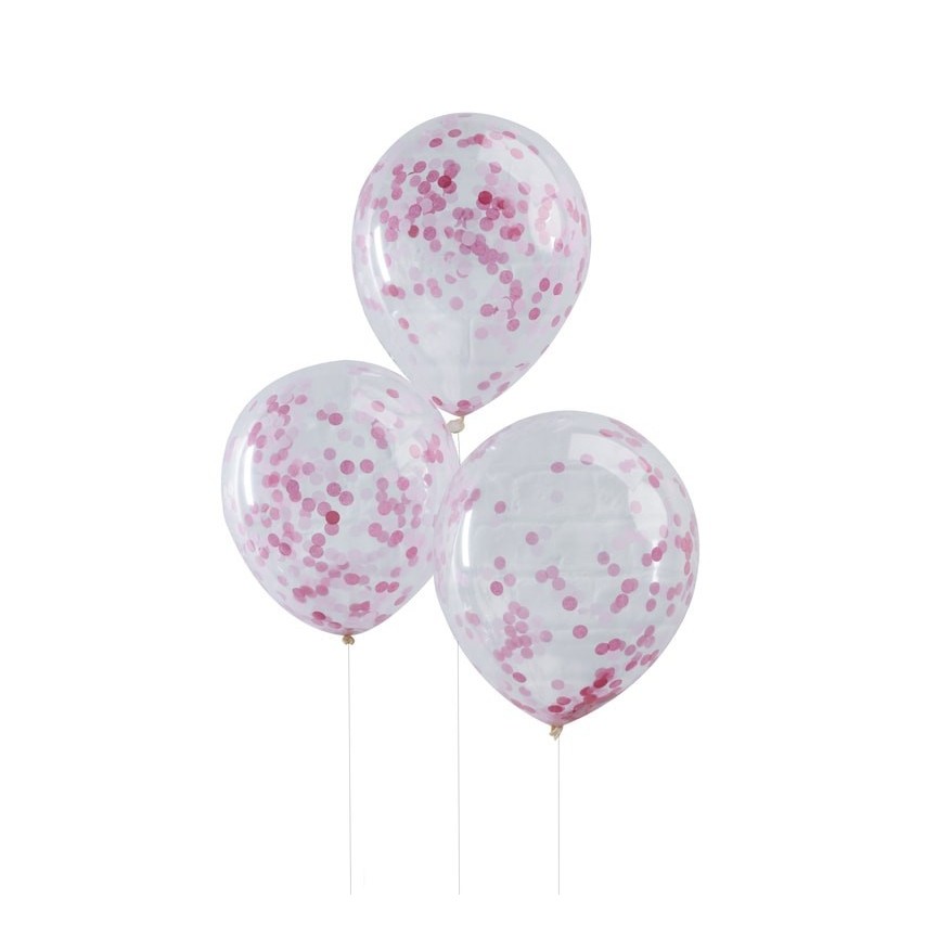 6 Ballons Confettis Roses