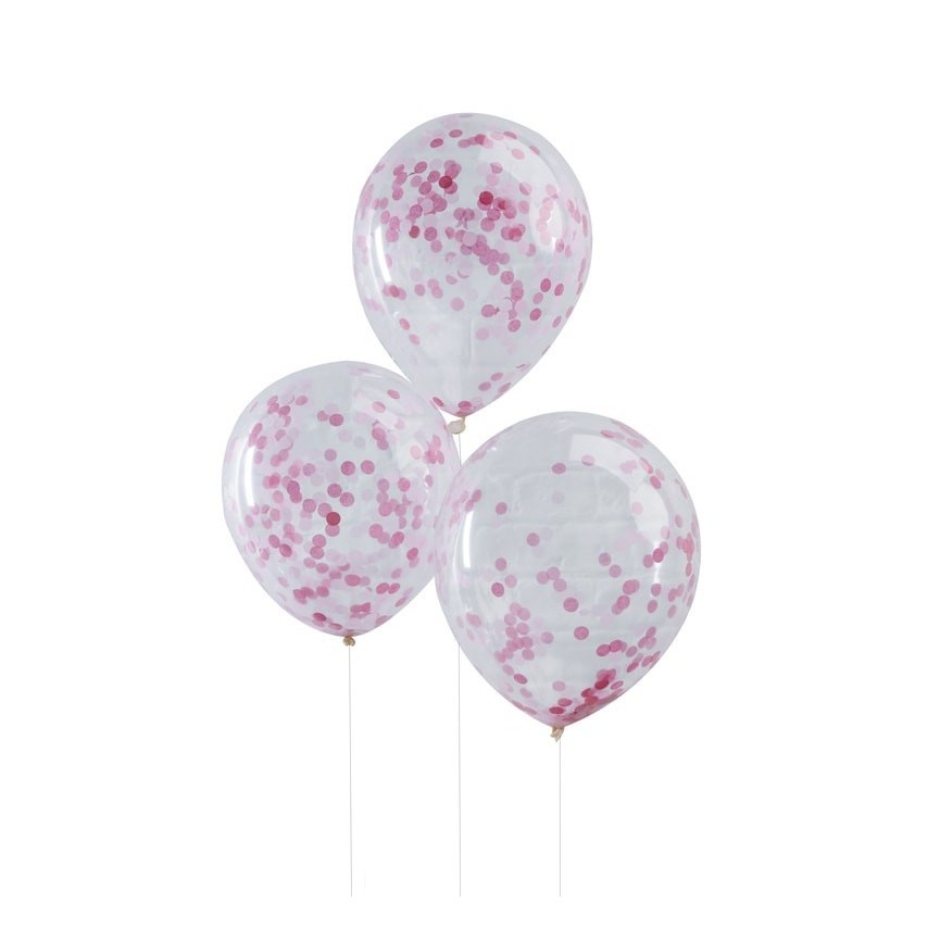 6 Pink Confetti Balloons