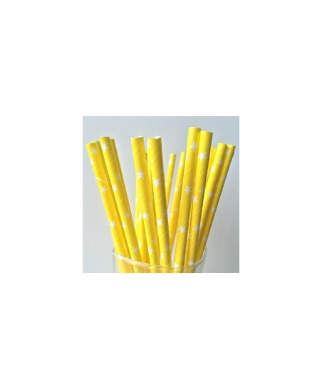 25 Yellow Star Paper Straws