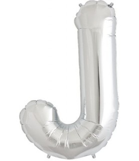 Silberner Folienluftballon "J"