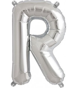 Silver R Mylar Balloon