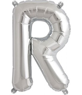 Silver R Mylar Balloon