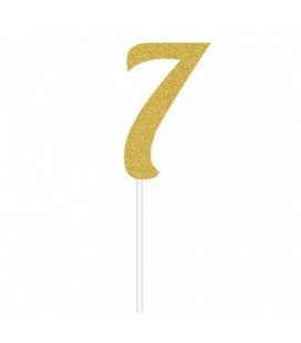 Gold Glitter Topper Number 7