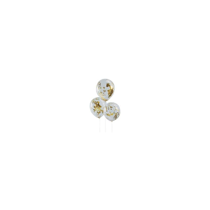 5 Gold Confetti Balloons