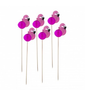 12 Pink Flamingo Toppers