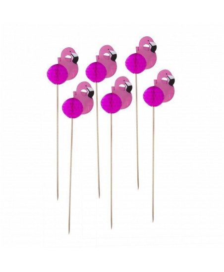 12 Rosa Flamingo Toppers