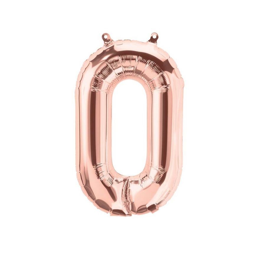 Rose Gold Mylar Ballon Number 0