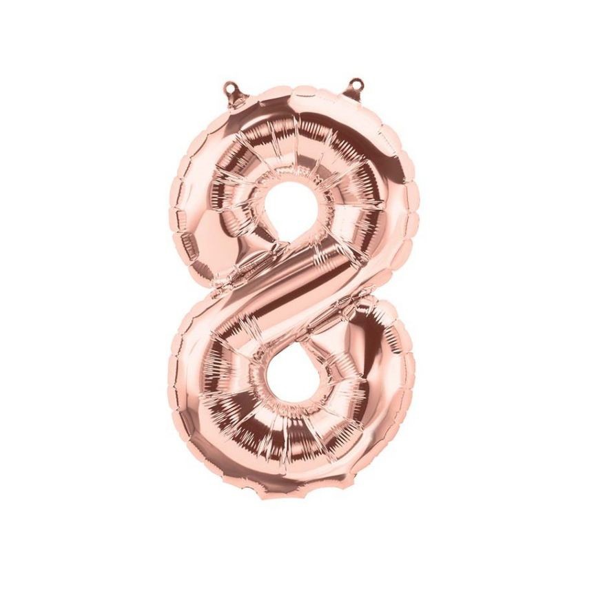 Rose Gold Mylar Ballon Number 8