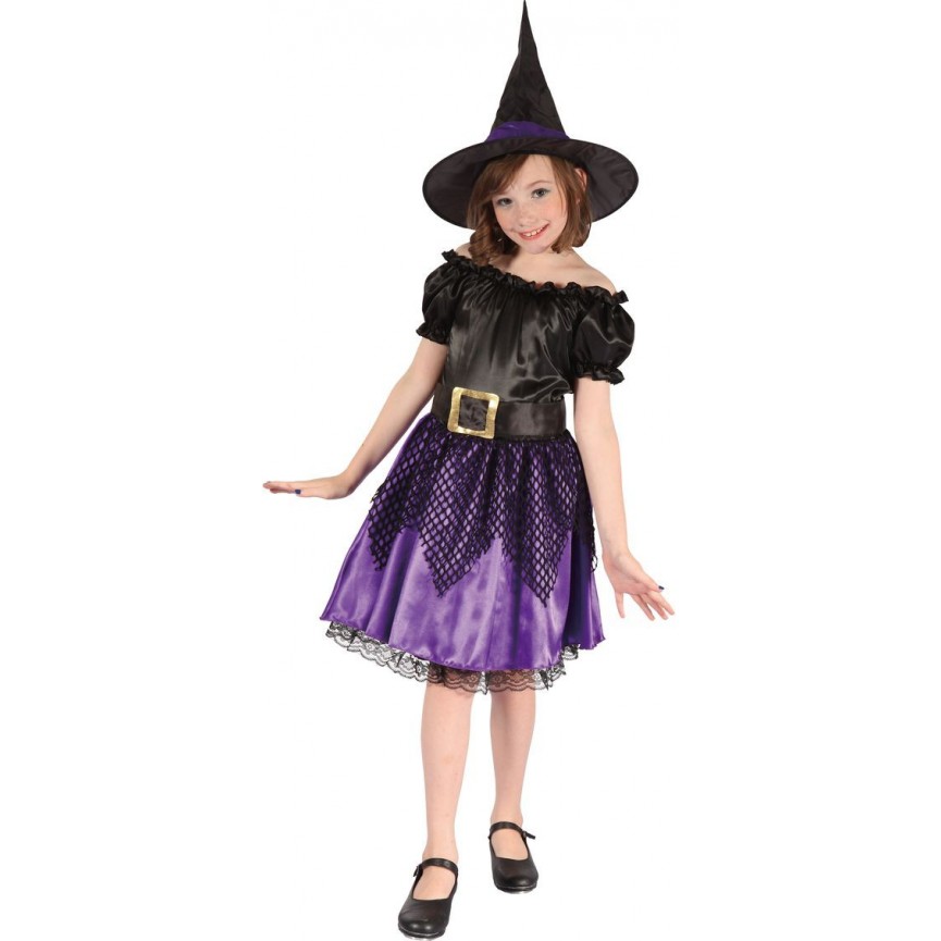 Witch kids costume black & purple