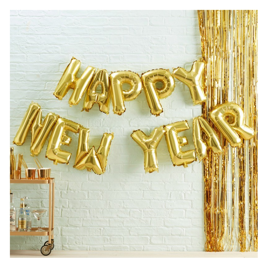 Happy New Year Gold Mylar Balloons