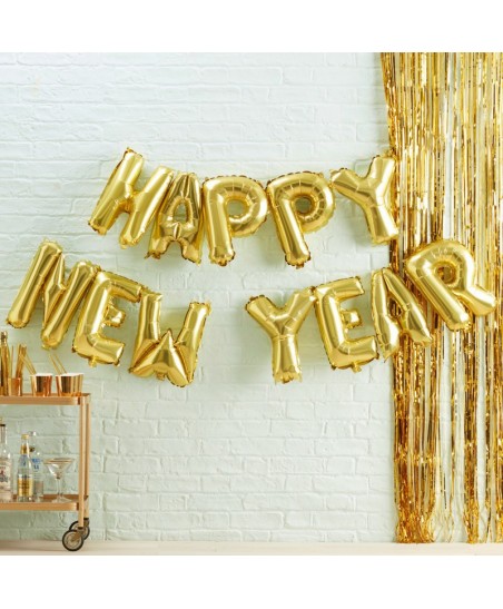 Happy New Year Gold Mylar Balloons