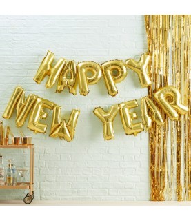 Happy New Year Goldene Buchstaben Folienluftballons