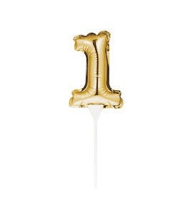 Goldene Ziffer Mini Luftballons für Kuchen 1