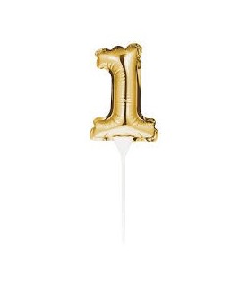 Mini Gold Balloon Number 1 Cake Topper