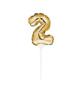 Goldene Ziffer Mini Luftballons für Kuchen 2