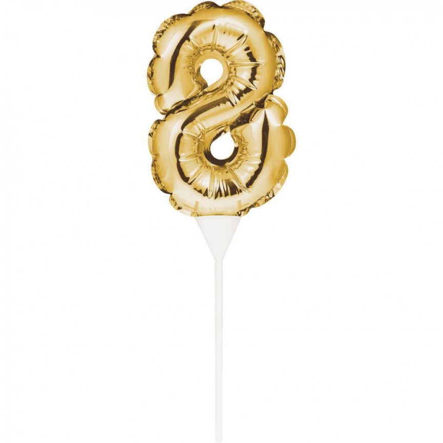 Goldene Ziffer Mini Luftballons für Kuchen 6