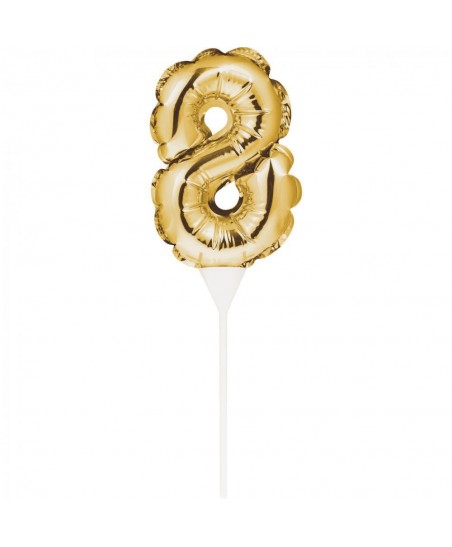 Goldene Ziffer Mini Luftballons für Kuchen 6