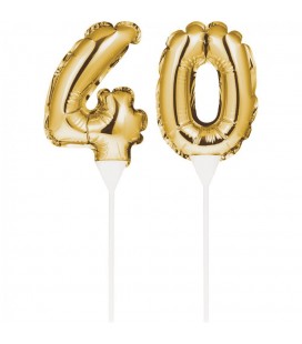 Goldene Ziffer Mini Luftballons für Kuchen 40