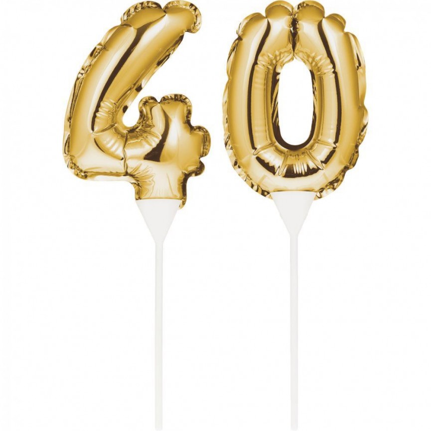 Mini Ballon Doré Cake Topper Chiffre 40