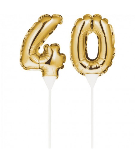 Mini Gold Balloon Number 40 Cake Topper