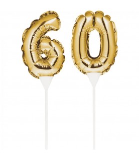 Goldene Ziffer Mini Luftballons für Kuchen 60