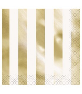 16 Servietten mit metallisch goldenen Streifen