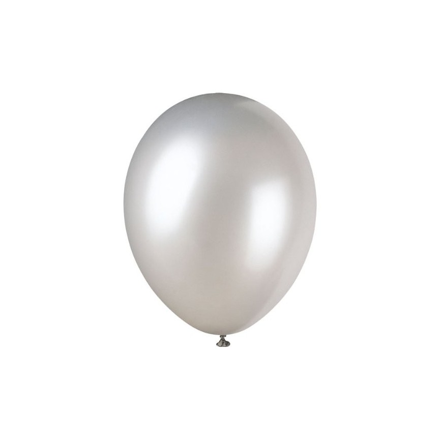 8 Ballons Argent Nacré