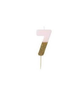 Number 6 Pink Glitter Candle
