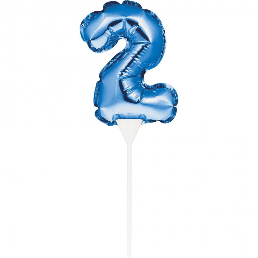 Mini Ballon Bleu Cake Topper Chiffre 2