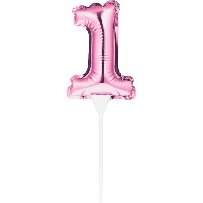 MINI BALLON ROSE CAKE TOPPER CHIFFRE 1