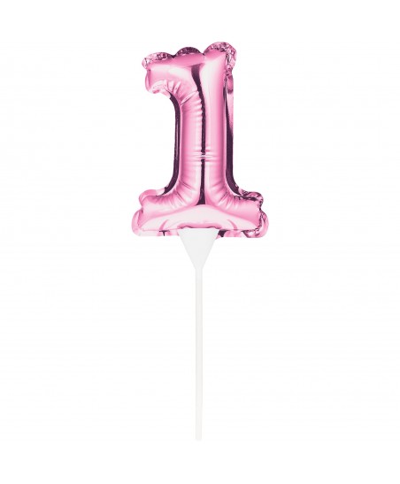 MINI PINK BALLOON NUMBER 1 CAKE TOPPER
