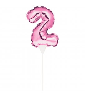 MINI PINK BALLOON NUMBER 2 CAKE TOPPER