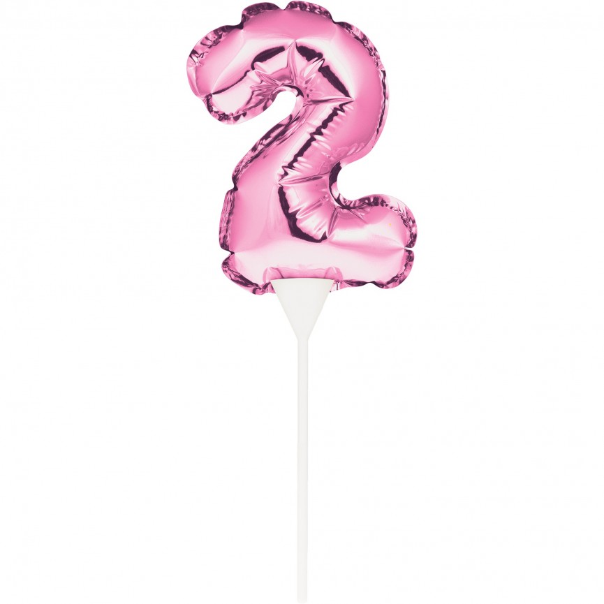 ROSA CAKE TOPPER MINILUFTBALLON ZIFFER 2