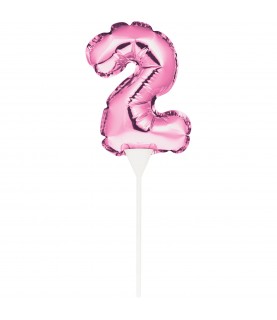 MINI PINK BALLOON NUMBER 2 CAKE TOPPER