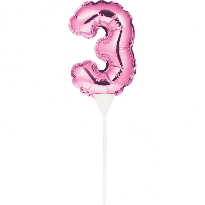 MINI BALLON ROSE CAKE TOPPER CHIFFRE 3